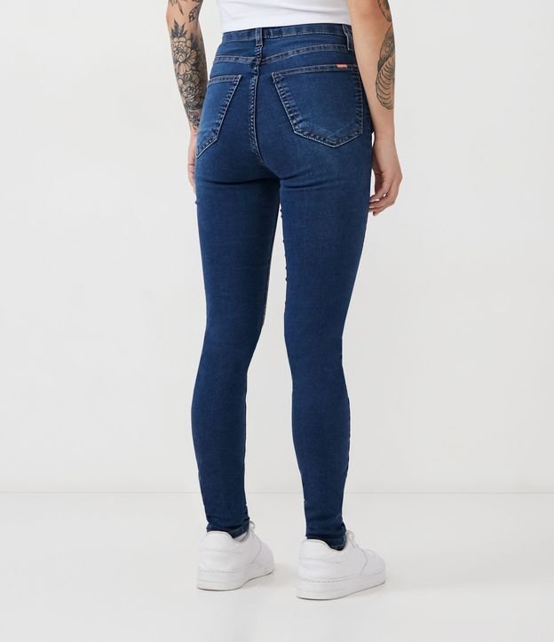 Pantalón Skinny Jeans con Cintura Alta y Bolsillos Azul 3