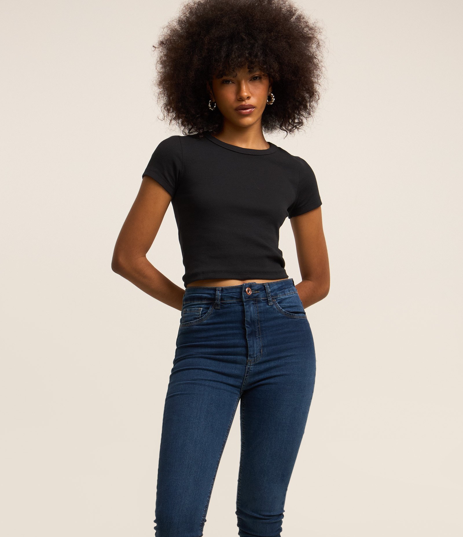 Calça Skinny em Jeans com Cintura Alta Azul 2