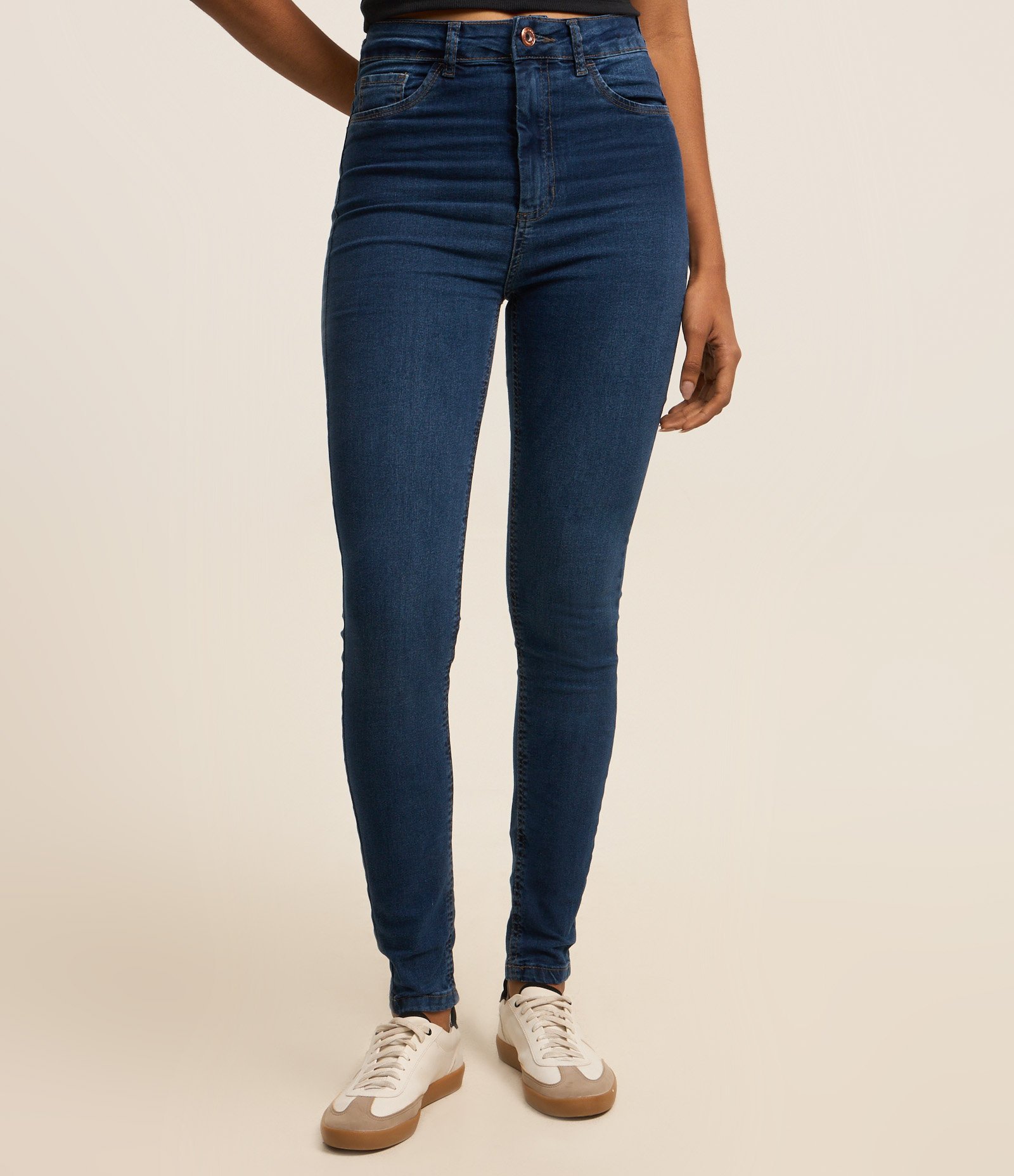 Calça Skinny em Jeans com Cintura Alta Azul 3