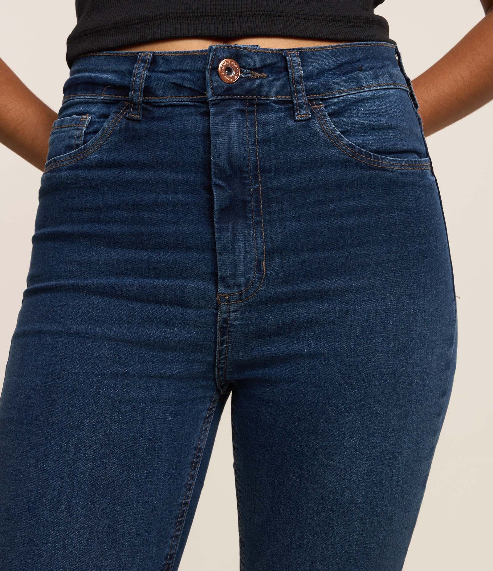 Calça Skinny em Jeans com Cintura Alta Azul 4