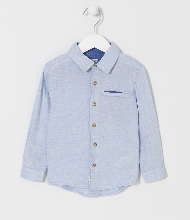 Camisa Infantil Texturizada y con Pequeño Bolsillo - Talle 1 a 4 años Azul 1