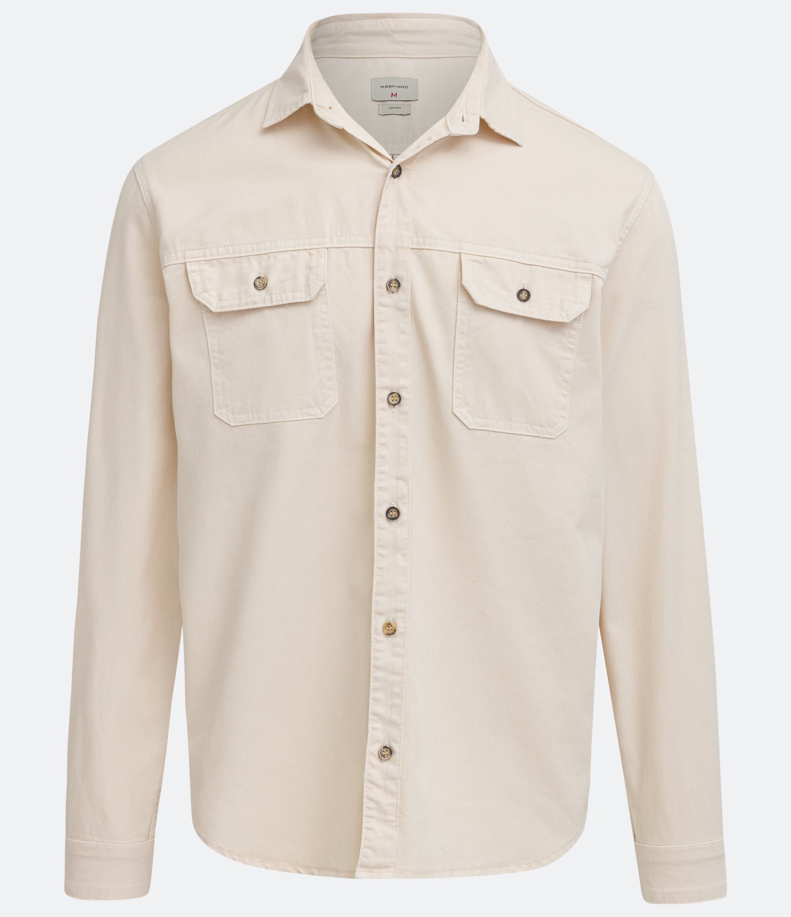 Camisa Comfort em Algodão com Bolsos Lapela e Abotoamento Bege 6