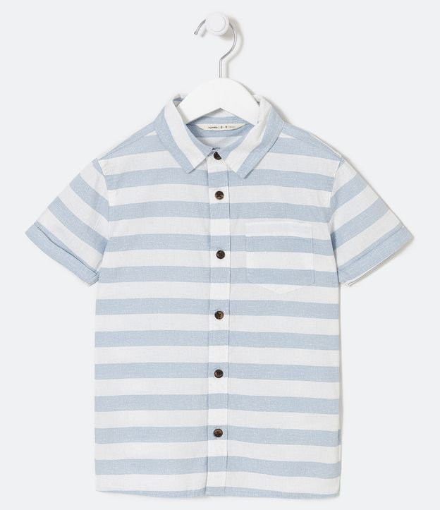 Camisa Infantil Listrada com Botões - Tam 5 a 14 Anos