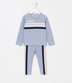 Conjunto Infantil com Listras e Lettering Girl Rule - Tam 1 a 5 Anos