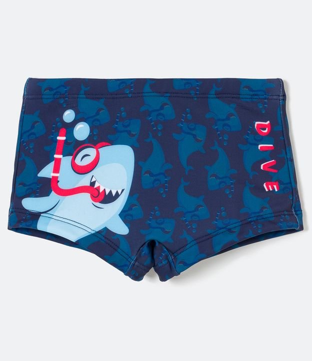Sunga Infantil Boxer com Estampa Tubarão - Tam 1 a 4 anos