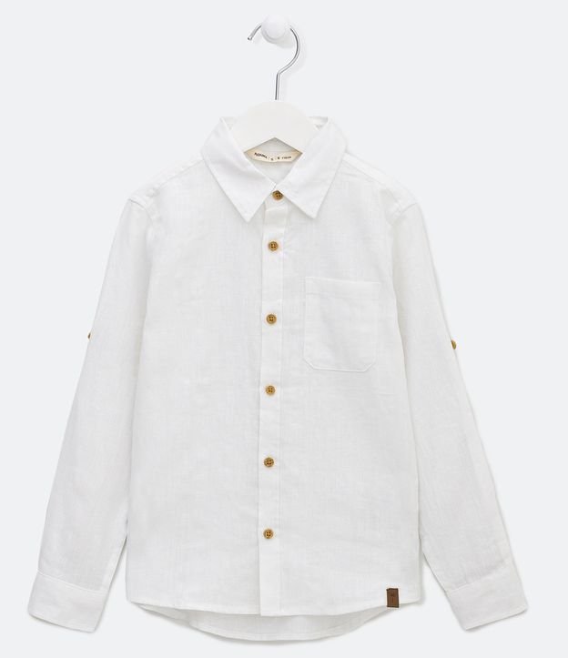 Camisa Infantil con Botones - Talle 5 a 14 años Blanco 1