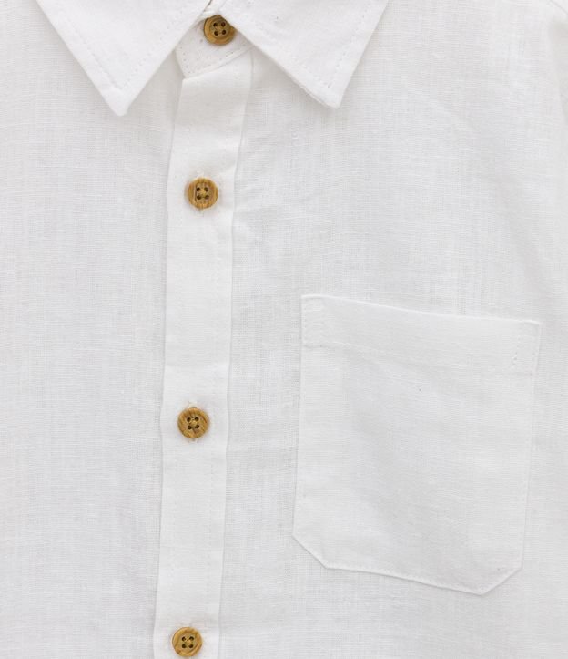 Camisa Infantil con Botones - Talle 5 a 14 años Blanco 3