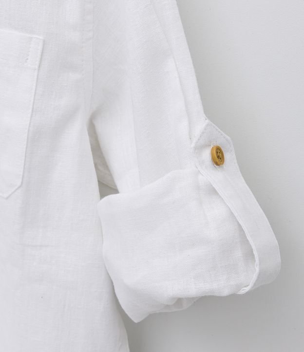 Camisa Infantil con Botones - Talle 5 a 14 años Blanco 5