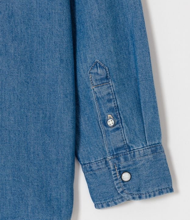 Camisa Jeans Infantil con Manga Larga - Talle 5 a 14 años Azul 4