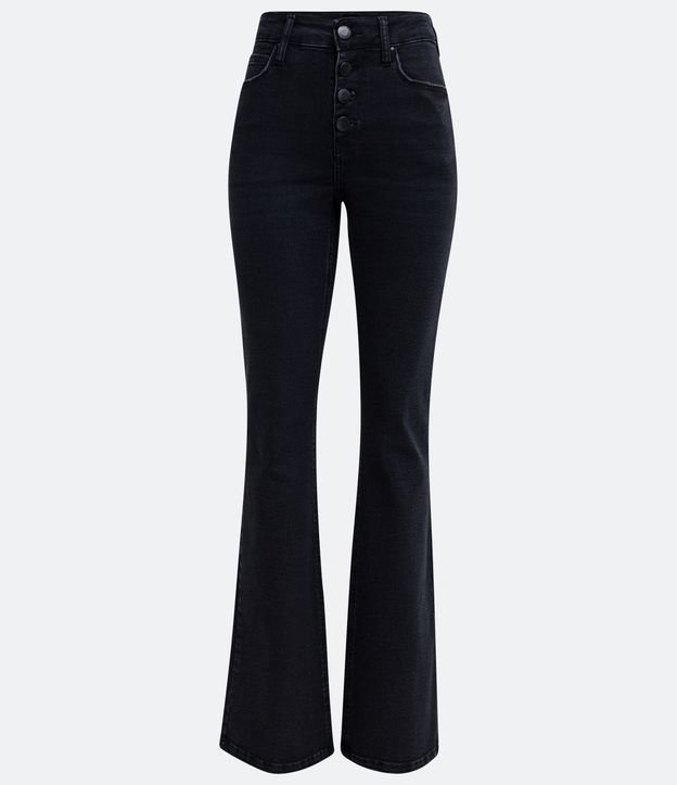 Pantalón Bootcut Jeans con Botones Delanteros Negro 5