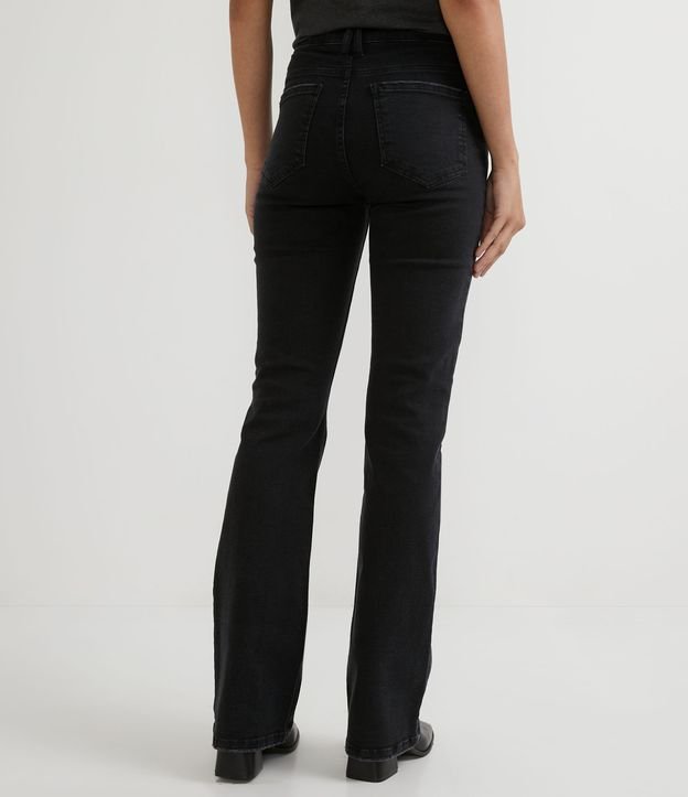 Pantalón Bootcut Jeans con Botones Delanteros Negro 3