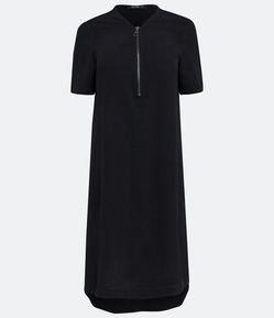 Vestido Curto com Gola V e Zíper para Fechamento