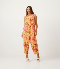 Macacão Longo em Viscose com Estampa Floral