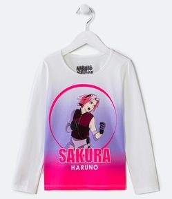 Blusa Infantil Dip Dye com Estampa Sakura Haruno - Tam 5 a 14 anos