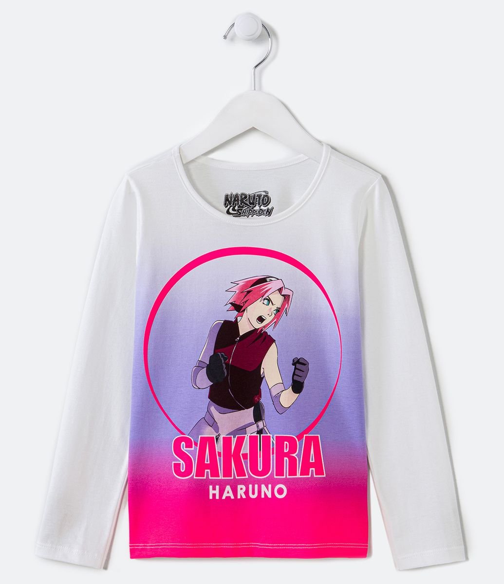 Blusa Infantil com Estampa Sakura Naruto - Tam 5 a 14 anos Preto