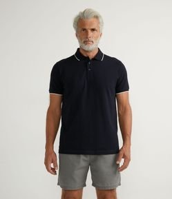 Camiseta Polo em Algodão Manga Curta