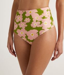 Biquini Calcinha Hot Pants em Poliamida com Estampa de Florzinha