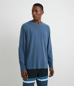Camiseta Regular em Algodão Manga Longa Estonada