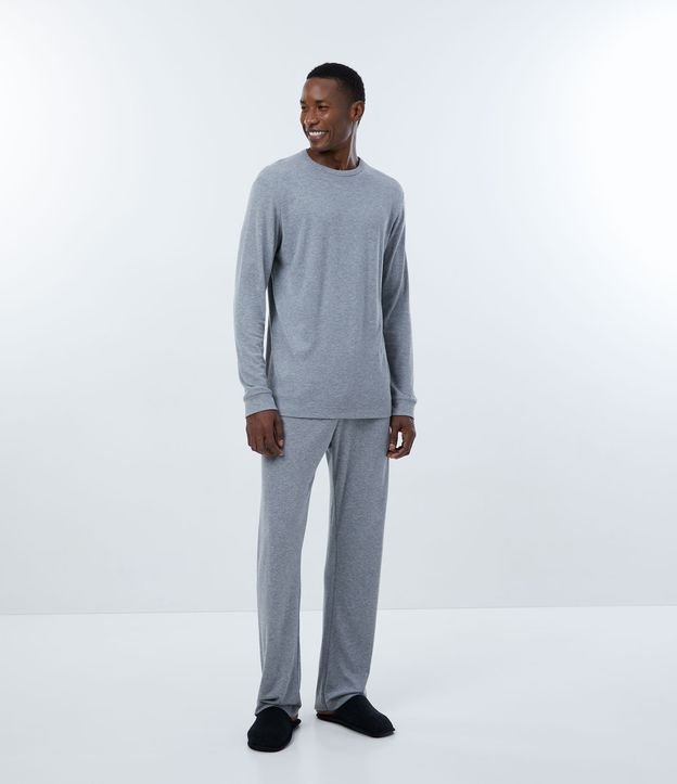 Calça Pijama em Algodão com Textura Canelada