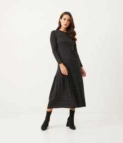 Vestido Midi em Algodão com Recortes e Babado