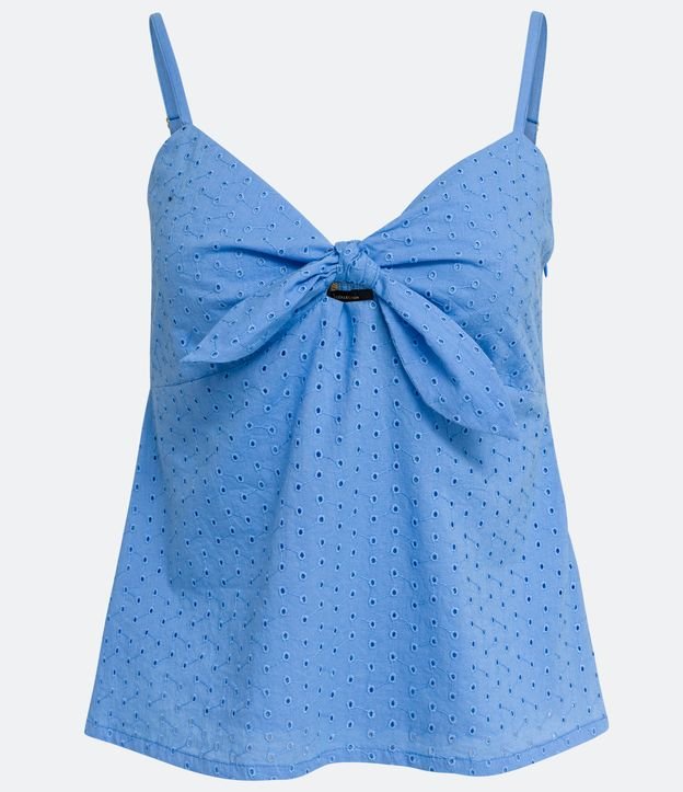 Blusa Musculosa en Laise con Lazo Frontal Azul 6
