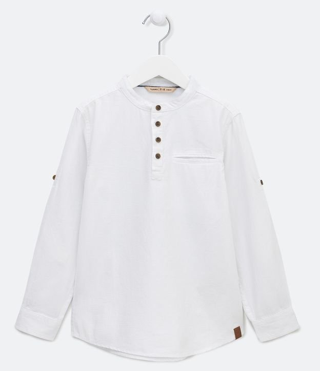 Camisa Infantil Bata con Botones - Talle 5 a 14 años Blanco 1