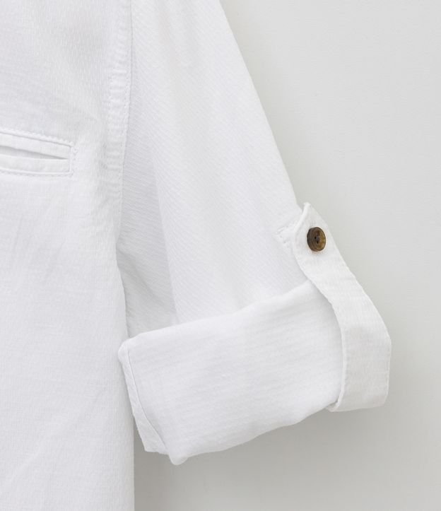 Camisa Infantil Bata con Botones - Talle 5 a 14 años Blanco 5