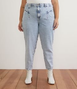 Calça Baggy em Jeans Delavê com Recortes Curve & Plus Size