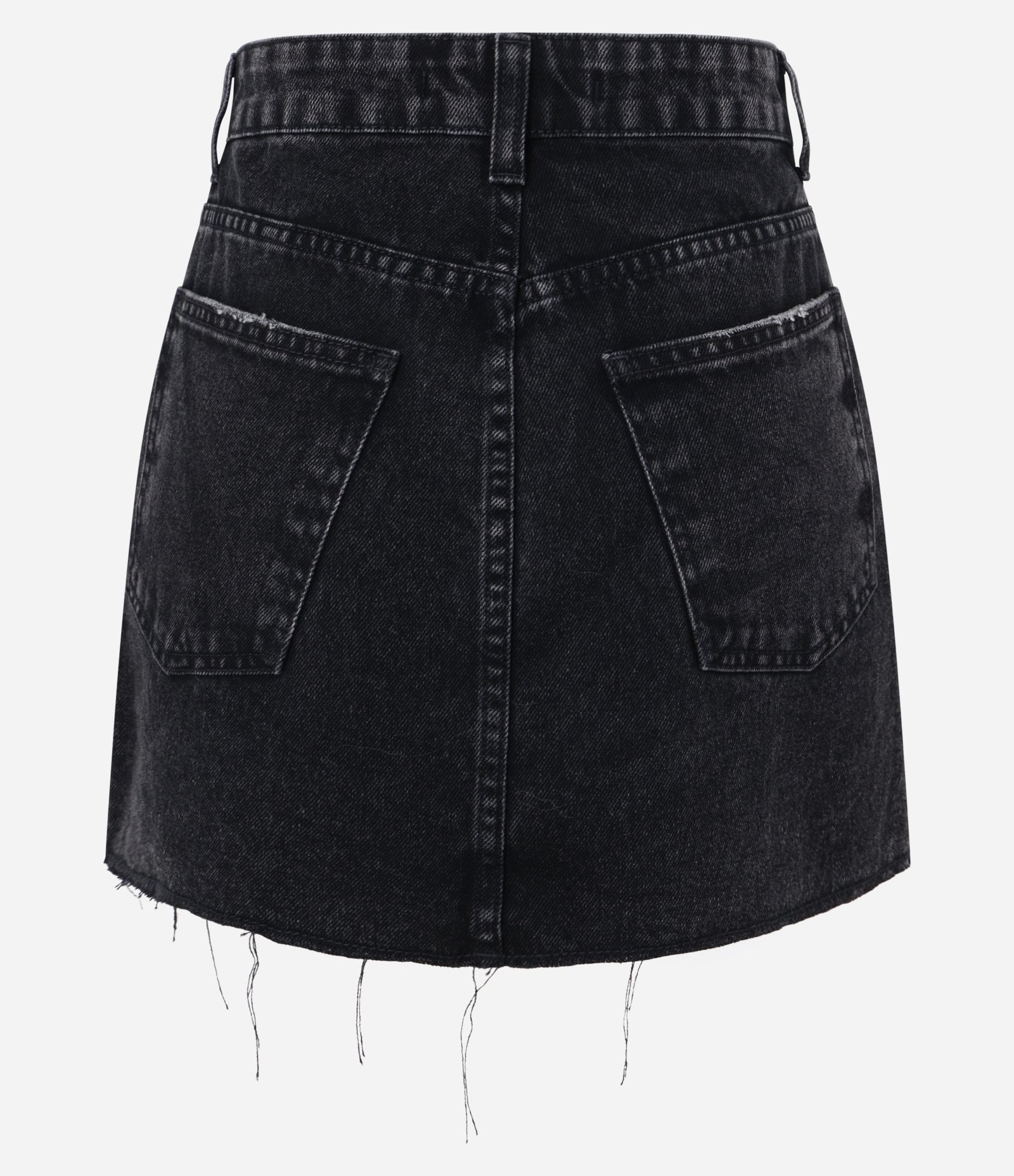 Saia Curta Jeans com Cintura Alta e Barra a Fio Preto 6
