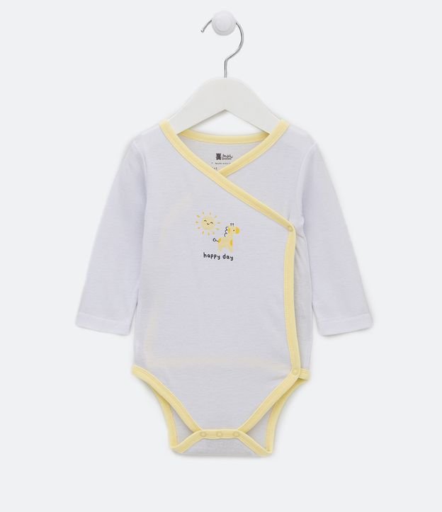 Body Kimono Infantil com Estampa de Girafinha - Tam RN a 18 meses