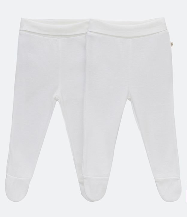 Kit 02 Calça Infantis Básicas com Pés - Tam RN a 12 meses