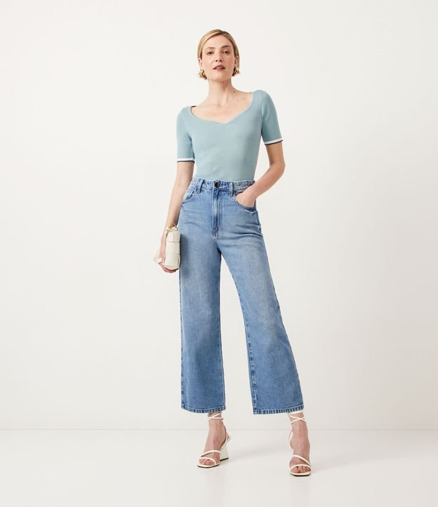 Blusa de Punto con Escote Corazón Azul 2