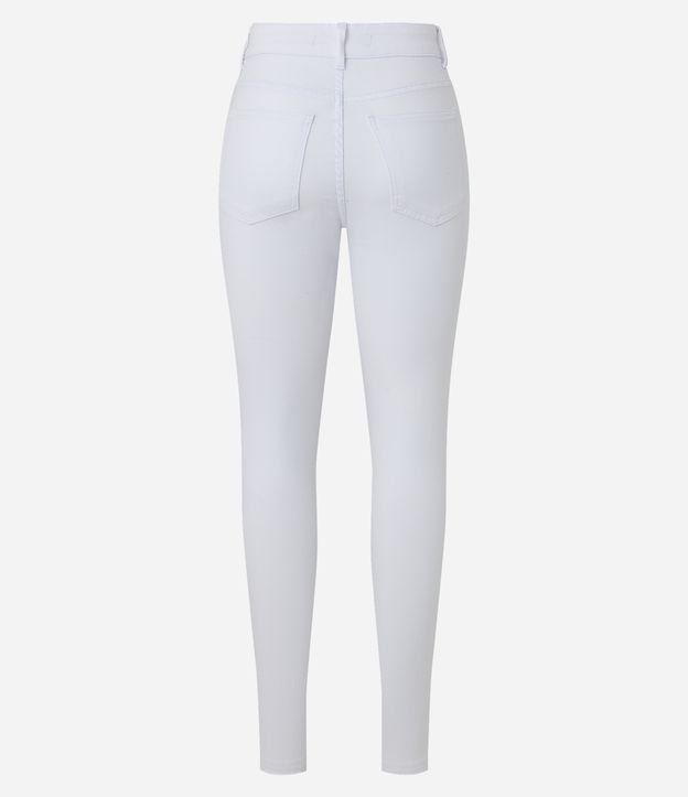 Pantalón Skinny en Sarga con Cintura Mediana y Bolsillos Blanco 6
