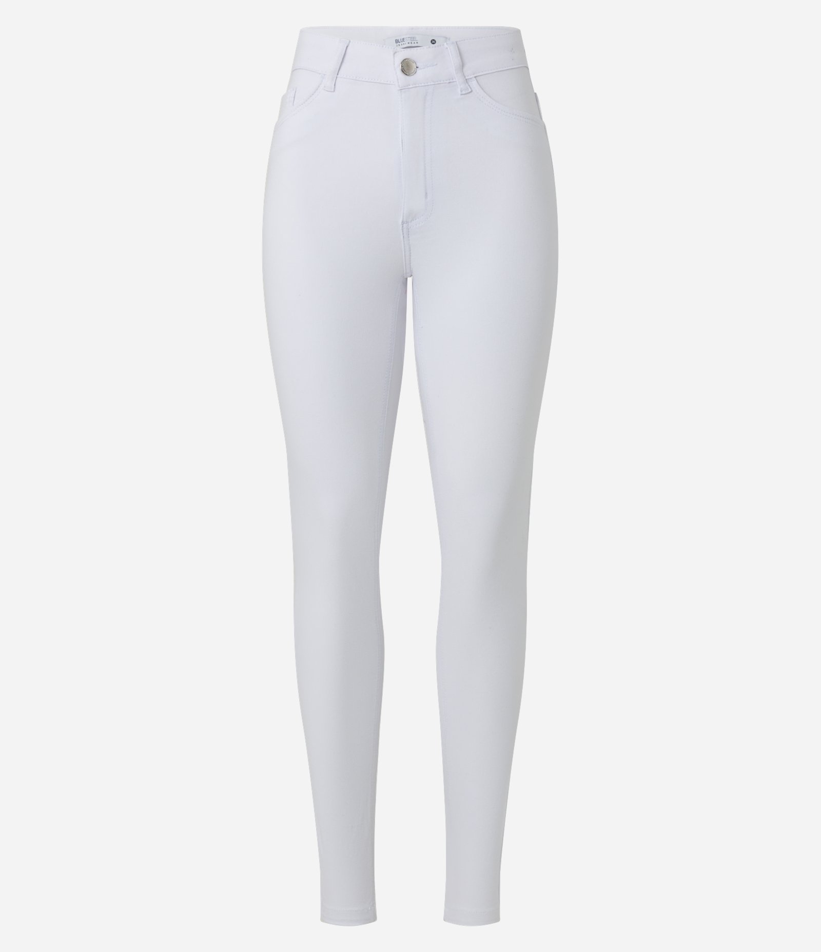Calça Skinny em Sarja com Cintura Média e Bolsos Branco 5