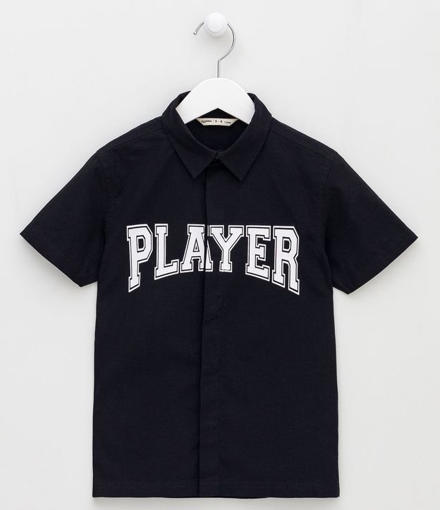 Camisa Infantil com Estampa em Lettering Player - 5 a 14 Anos - Cor: Preto - Tamanho: 5-6