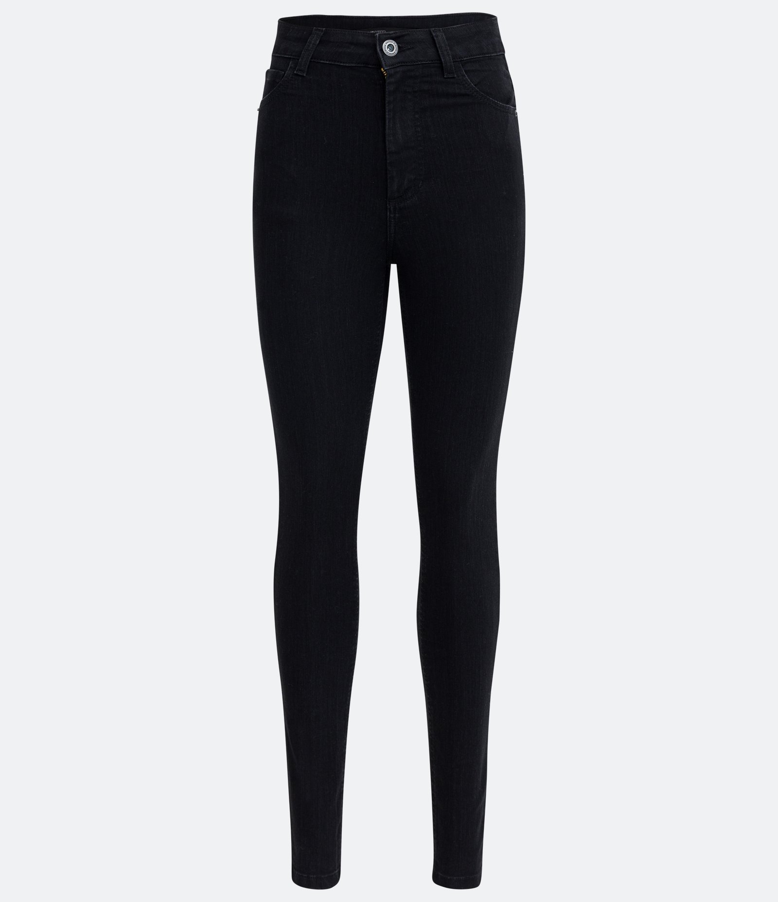 Calça Skinny Jeans com Cintura Alta e Bolsos Preto 6