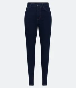 Calça Skinny Jeans com Cintura Alta e Pespontos Contrastantes