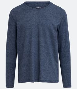 Camiseta de Pijama em Meia Malha com Gola V e Manga Longa