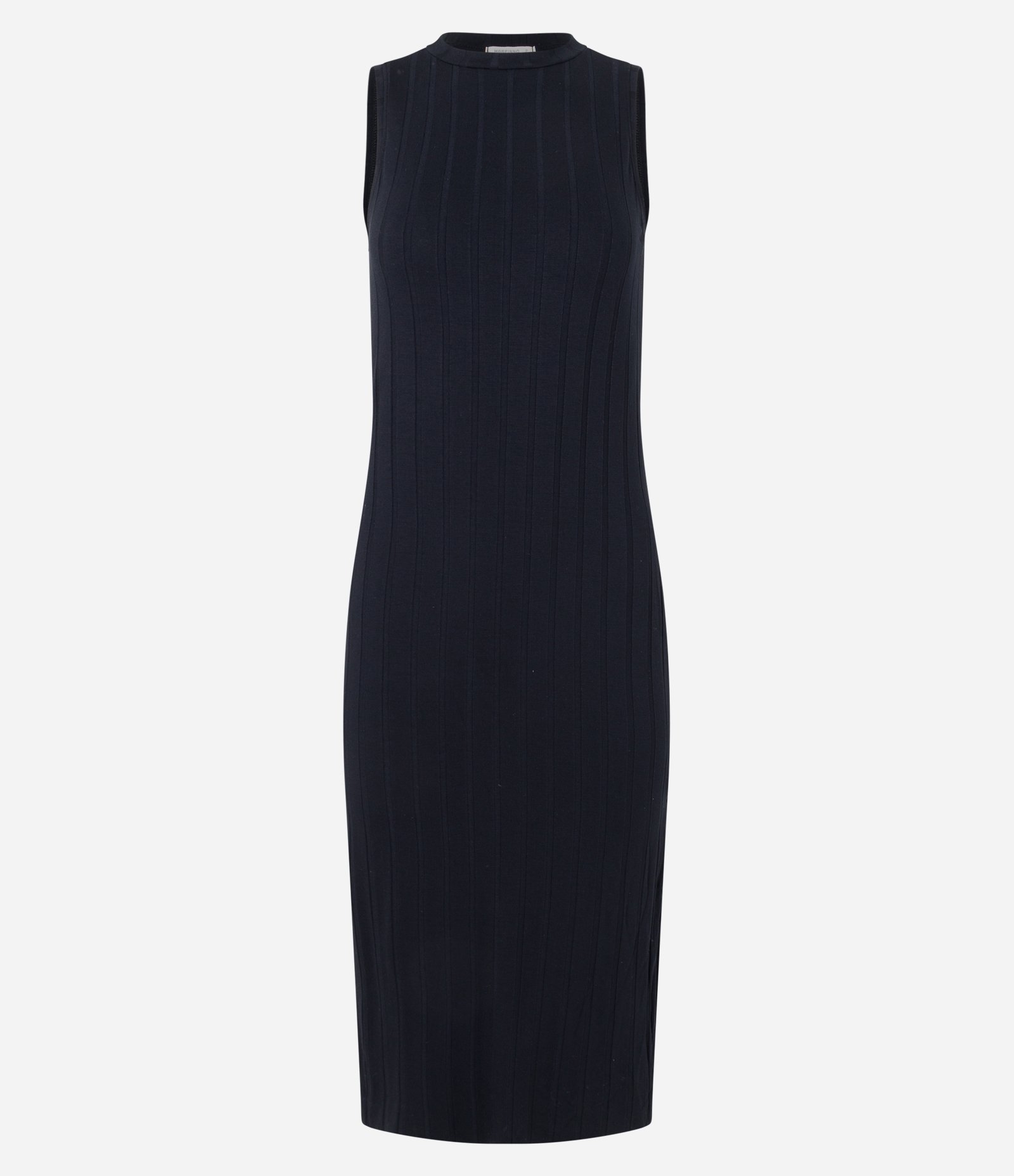 Vestido Midi em Viscose com Golinha Alta Básico e Canelado Preto 5