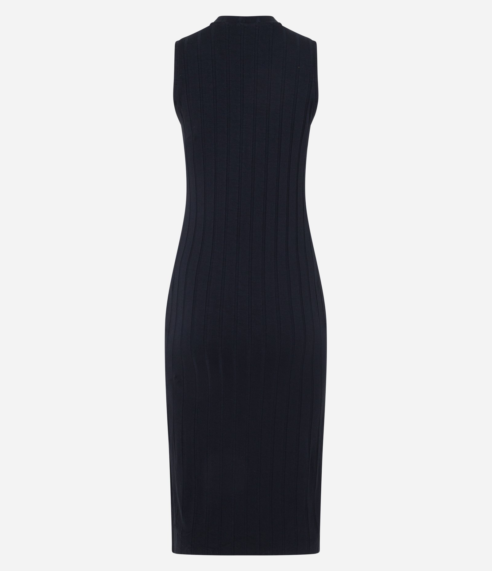 Vestido Midi em Viscose com Golinha Alta Básico e Canelado Preto 6