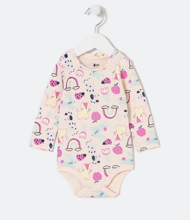 Conjunto Infantil en Suedine con Estampado de Animalitos - Talle 0 a 12 meses Rosado 2