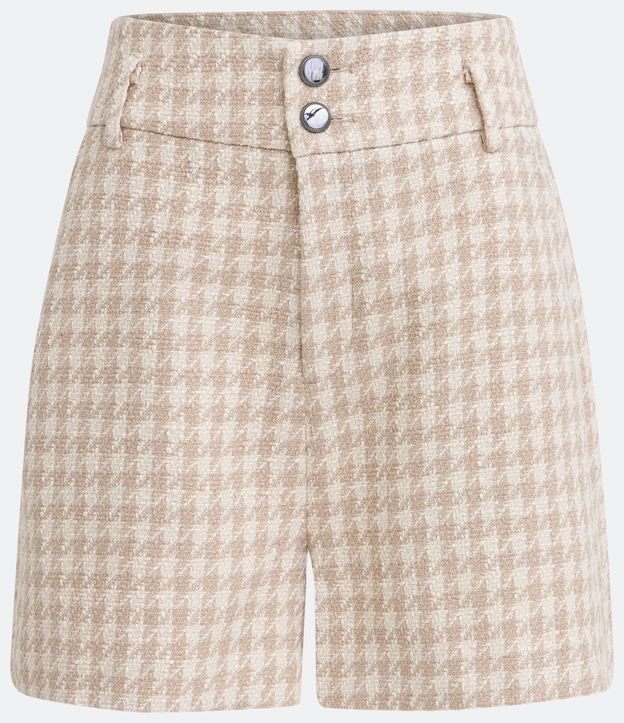 Short en Tweed con Estampado de Cuadros Pied-de-poule Beige 6