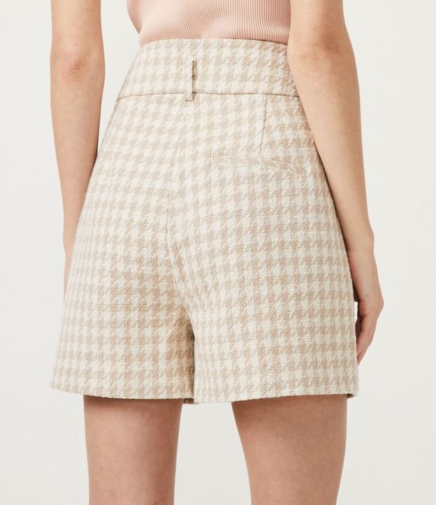 Short en Tweed con Estampado de Cuadros Pied-de-poule Beige 3