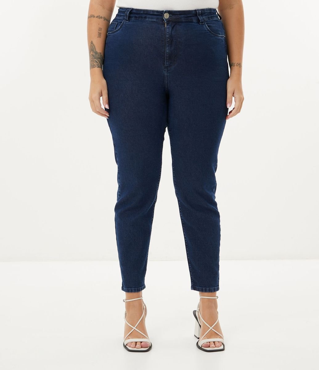 Calça Push Up Jeans com Puídos e Barra Desfeita Azul - Lojas Renner