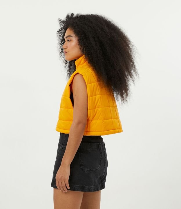Chaleco Cropped Puffer en Poliamida con Cuello alto Amarillo 3