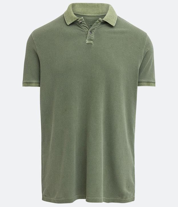 Polo Manga Corta con Lavado y Textura en Algodón Verde 4