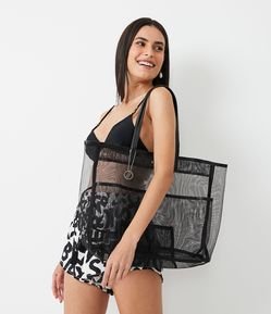 Bolsa de Praia Grande em Tela com Necessaire