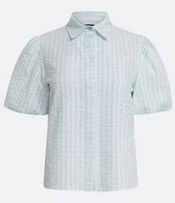 Camisa Manga Bufante com Estampa Xadrez Vichy