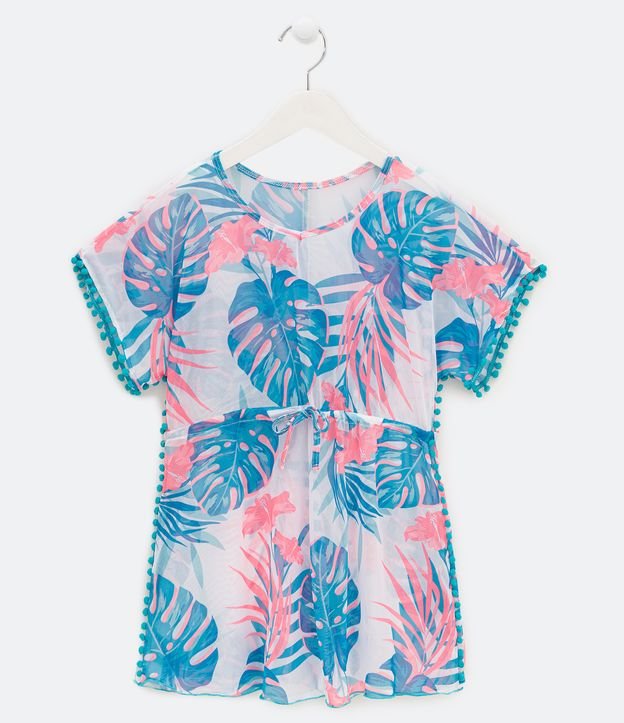 Saída de Praia Infantil com Estampas de Folhagens - Tam P ao GG