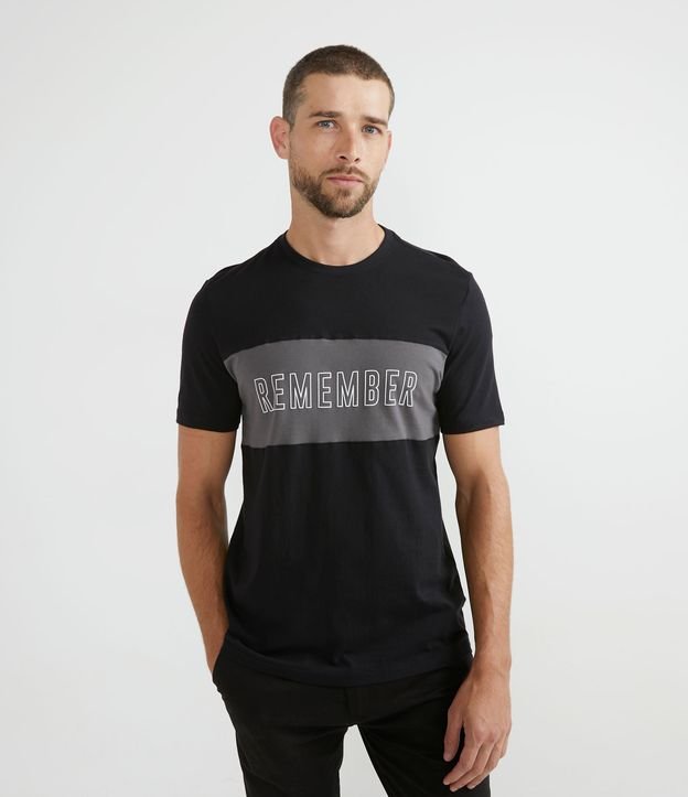 Camiseta em Algodão com Lettering Remember